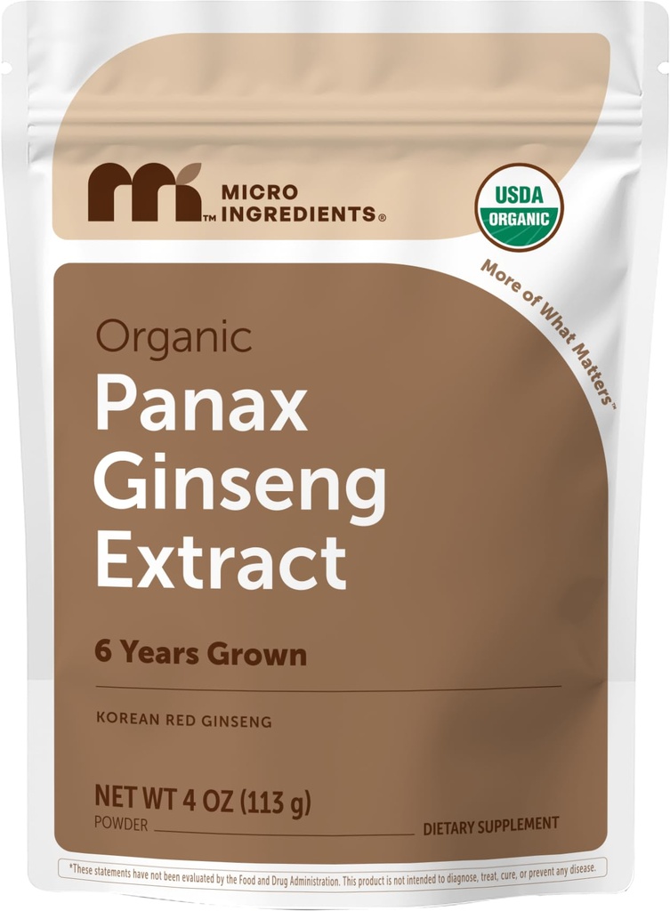 Mikro Malzemeler En Güçlü Organik Koreli 185 Kök 200:1 Toz, 4 Ounce, Red Panax BTC Toz, Active Ginsenosides, Vegan Dostu Dostu Dostu