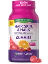 Nature's Truth Saç, Skin, and Nails Gummies | Biotin | 140 Kont | Meyve Flavor | Vegan, Non-GMO ve Gluten Free Vitamin for Men and Women