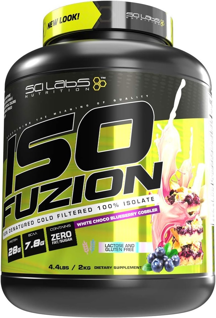 Iso Fuzion 100% Whey Isolate 28g Non Denatured Protein Toz, Beyaz Choco Blueberry Cobbler, 4.4lb