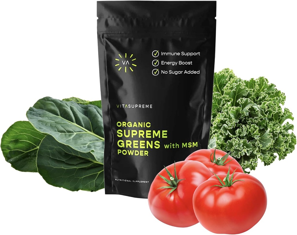 Organik Superfood Greens Toz MSM için, Gut Health, Digestion, Immune Support, Energy, and More (Sugar Free, Non-GMO, Keto, Vegan), 60 Hizmet, 30 Day Supply