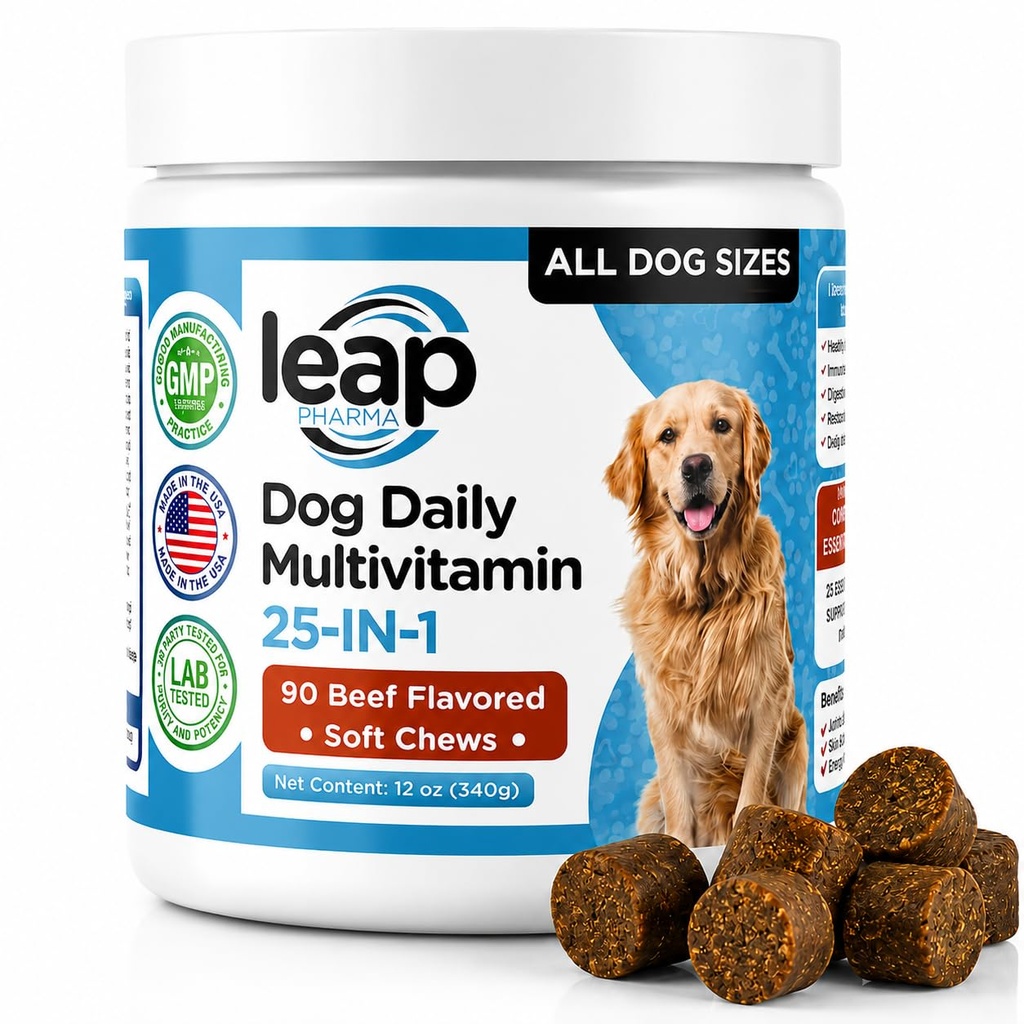 Köpekler için Multivitamins &Supplements - Krill Oil, Omega 3,6,9, pre&probiyotikler, Temel Vitaminler, Hip & Ortaklar için, Skin &Coat,Digestive, Immunity Support (90 Chews)