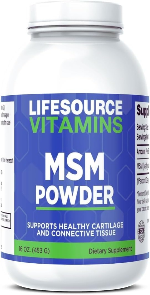 LifeKaynak Vitaminleri MSM Toz - 16 oz - Saf ve Temiz - 226 Servisler - 2.000 mg Kişi