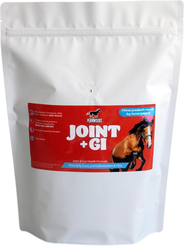 Pennwoods Ortak + GI: Ortak ve Gut Health için Gelişmiş At Tamamı, Glucosamine, Chondroitin, MSM, Probiyotiks, Digestive Enzyme, Immune & Appetite Boost, 5lb Bag Bag