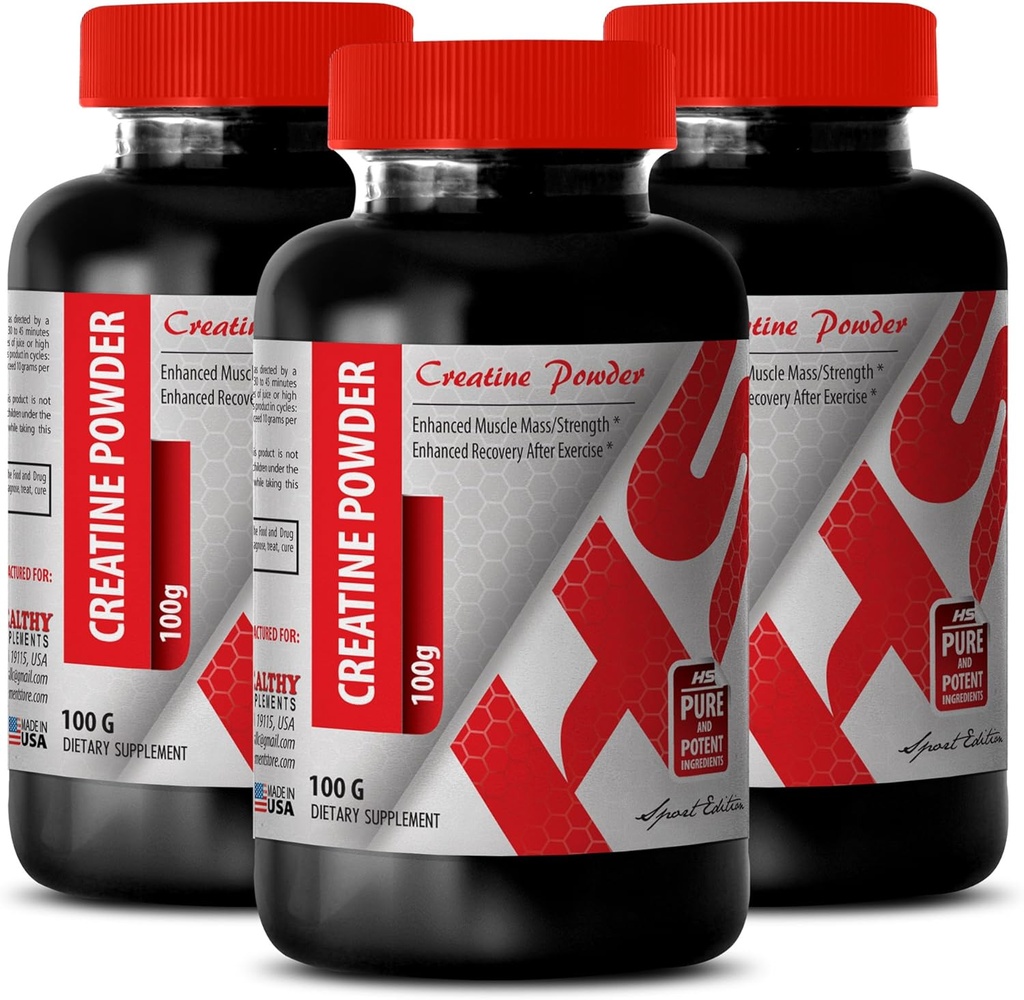 Erkekler için Body Builder - CREATINE Toz 100G - Kreat Kre - 3 Şişe (Powder)