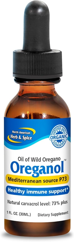 NORTH AMERICAN HERB & SPICE Oreganol - 1 fl oz, 2 Paket - Un processinged, Wild, Organic Oregano Oil - Akdeniz Kaynağı P73 - Non-GMO - 864 Toplam Hizmetler