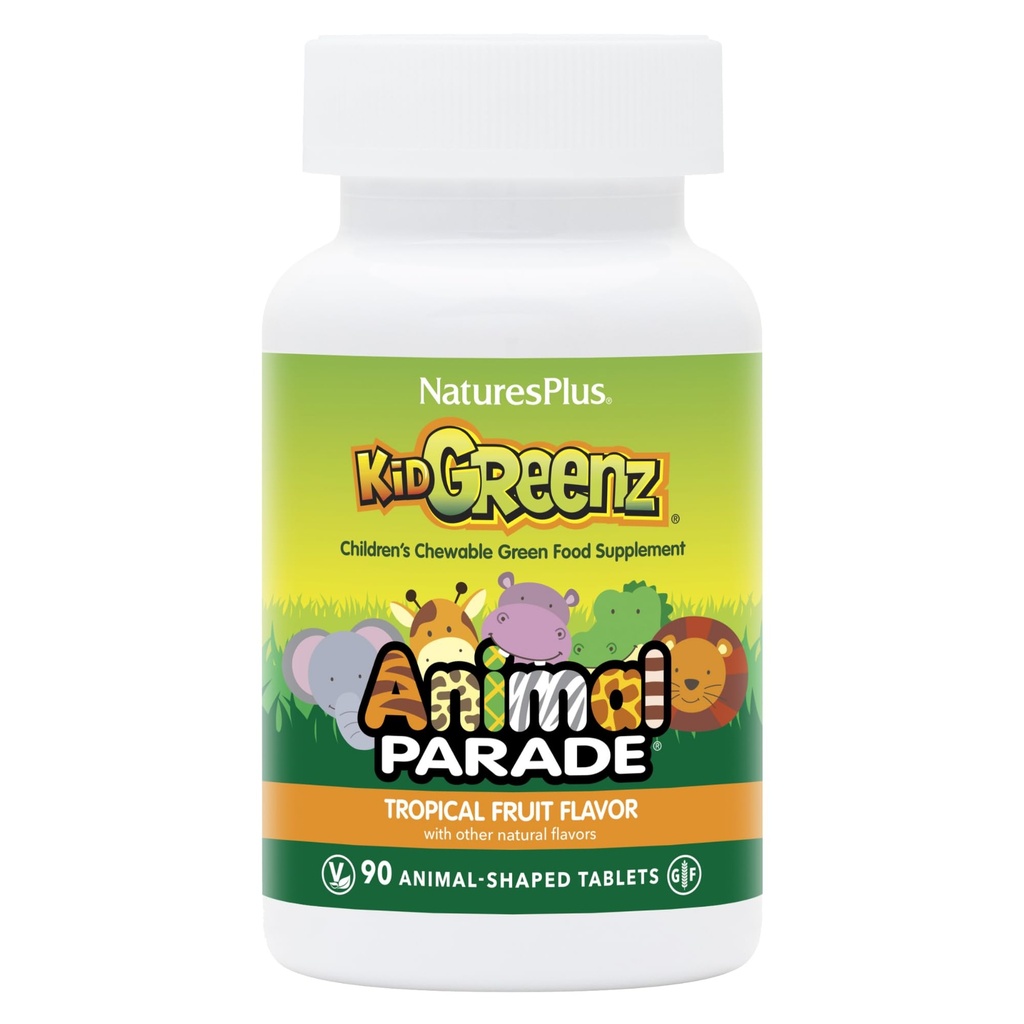 Natures Plus Animal Parade KidGreenz - 90 Animal-Shaped Chewable Tabletler, 3 Paket - Superfood Assembly - Vegetarian, Gluten Free - 270 Toplam Hizmetler