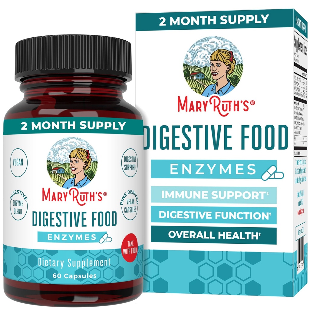 MaryRuth Organics Digestive Enzymes | Up to 2 Month Supply | Vegan Digestive Health Aid and Gut Health Enzyme Complex | Over 12 Enzymes | Vitamins B6 & B12
