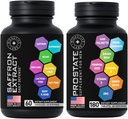 Prostate Supplements with Saw Palmetto and Pure Saffron Extract Capsules Men's Health Support Bundle
