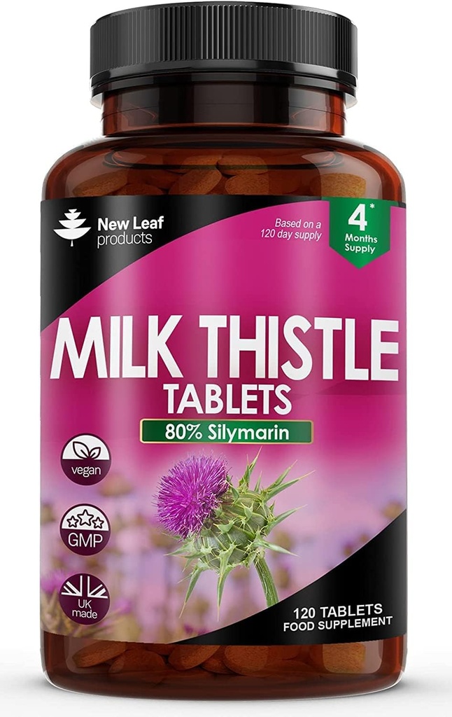Yeni Broşür Ürünler Süt Butle 1000 mg Tabletler (4 Ay Supply) Yüksek Güçlü 2000 mg% 80 Silymarin, Vegan Tabletler, GMO-Free, Gluten-Free 120 Tabletler