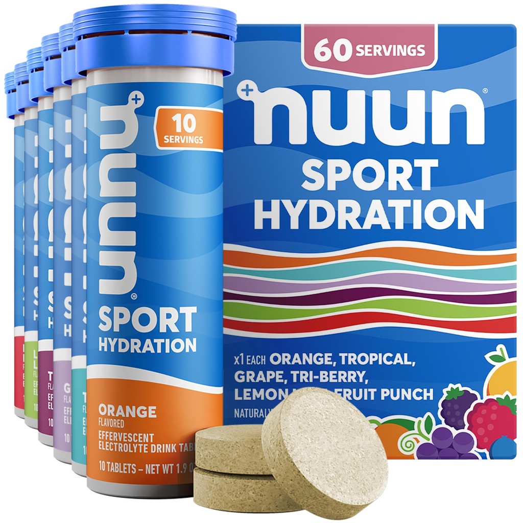 Nuun Sport Electrolyte Tabletleri, Magnezyum, Pyum, Chloride & sodyum, Gluten Free & Vegan, karma Flavors, 6 Pack (60 Toplamı)