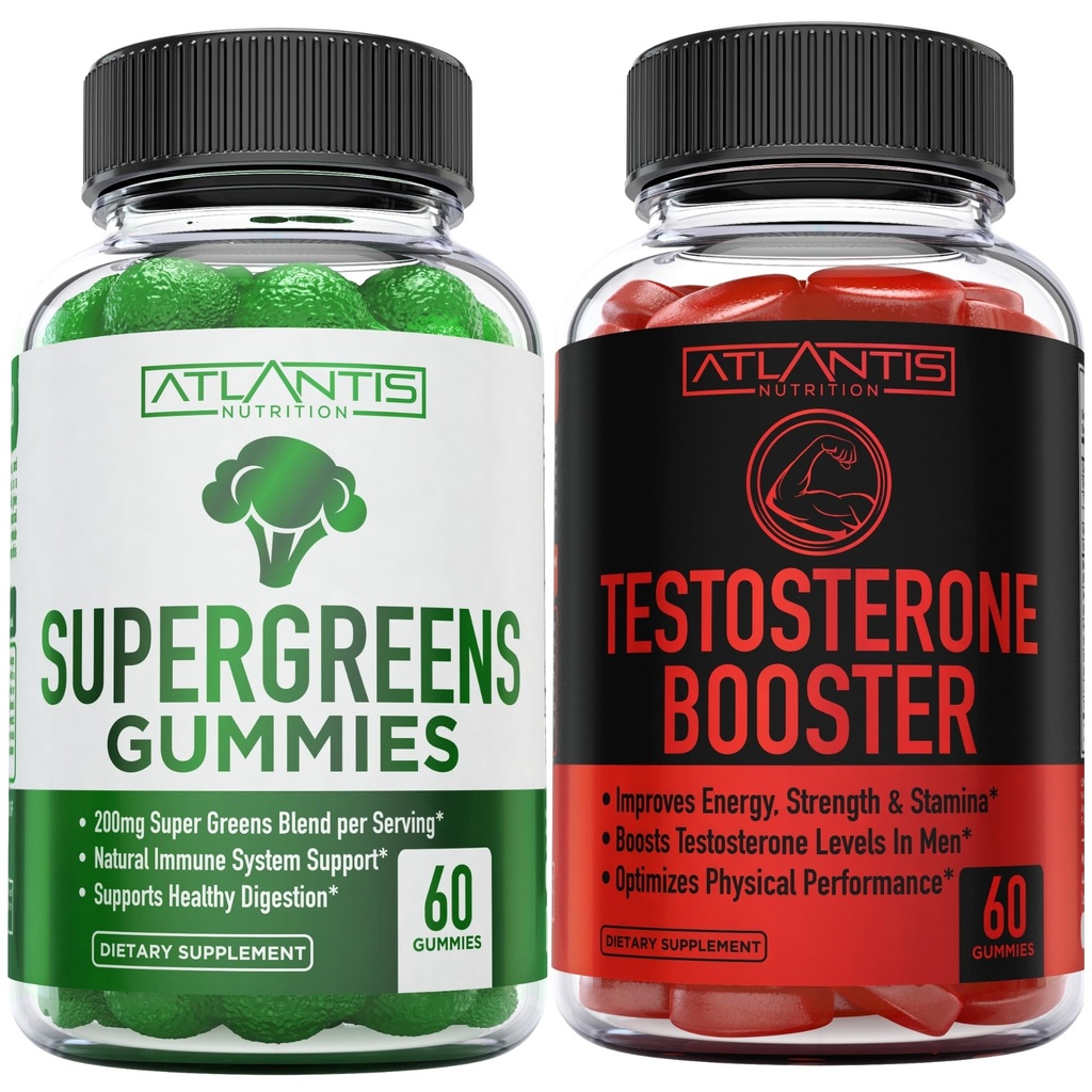 Atlantis Beslenme Supergreens 60 Gummies + testosteron ATM 2Pack (120 Gummies)
