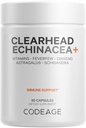 Kodaj Clearhead Echinacea+ Tamam - Echinacea, Schisandra, Firefew, Coptis, American Ginseng, Astragalus, Garlic, Probiyotikler, C & D3, çinko, Selenium - Clear Head Vitamin - 90 Capsules