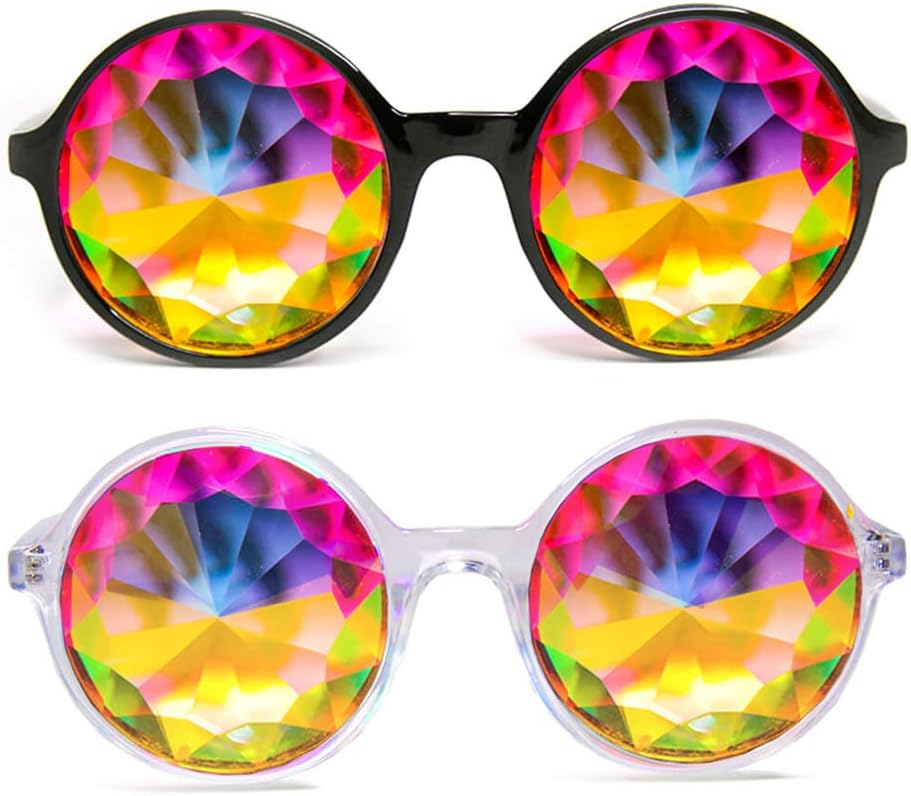 GloFX Kaleidoskop Gözlük | Hafif Kristal EDM Festivali Diffraction | 2 Pack of Rave