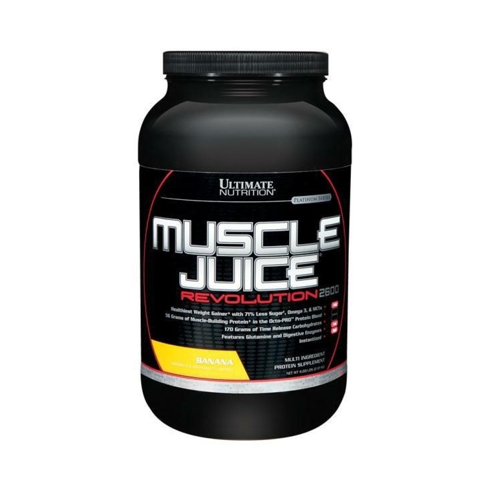 Ultimate Nutrition Muscle Juice Revolution 2600 Weight Gainer, Muscle Recovery with Glutamine, Micellar Casein and Time Release Complex Carbohydrates, Banana Protein Powder, 4.69 Pounds