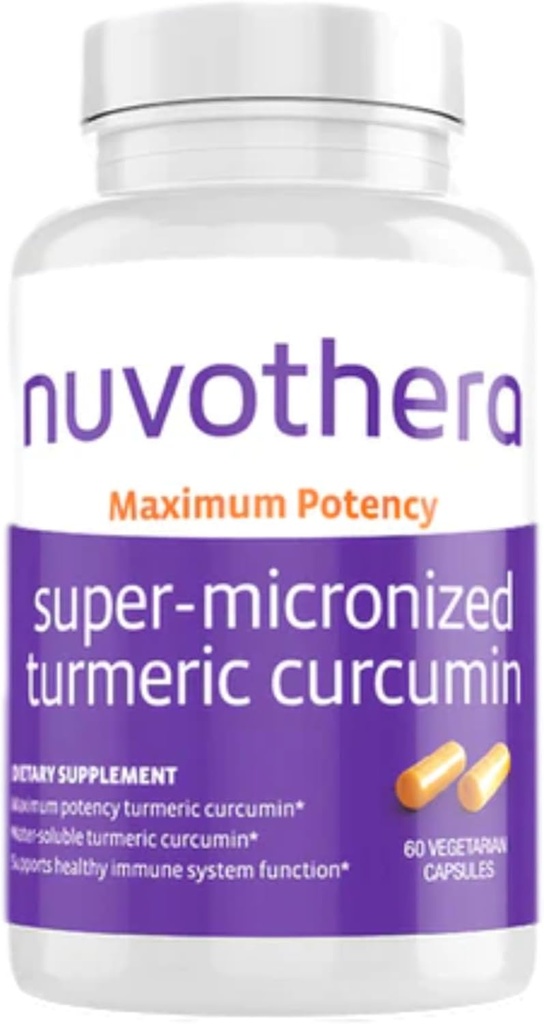 Nuvothera Super-Mily Turmeric Curcumin Capsules 1-Month Supply Abors, Whole Root, Non-GMO, Supports Ortak, Skin, Gut Health & Antioksis (60 Capsules)