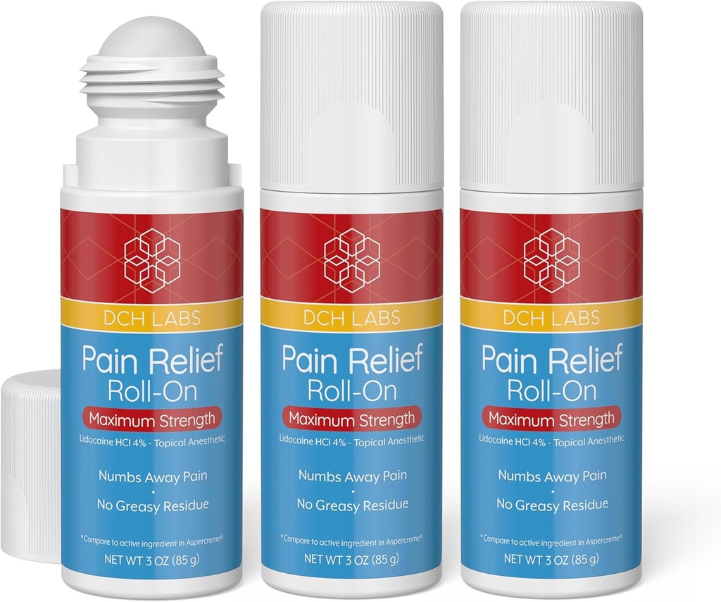 En Güçlü Ağrı Yardım Roll-on, 3 oz Değer Boyutu, Lidoka % 4, Numbs Pain Away, Nerve Pain, (3 Pack)