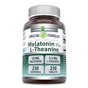 Amazing Formulas Melatonin Plus L-Theanine 10 mg Tablet Tamam | Non-GMO | Gluten Free | Made in USA (10 mg, 250, Count)