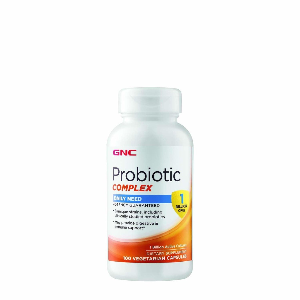 GNC Probiyotik Kompleksi Günlük Tamam, Digestive ve Immune Support, 1 Milyar CFUs, 100 Vegetarian Capsules, 100 Hizmetler