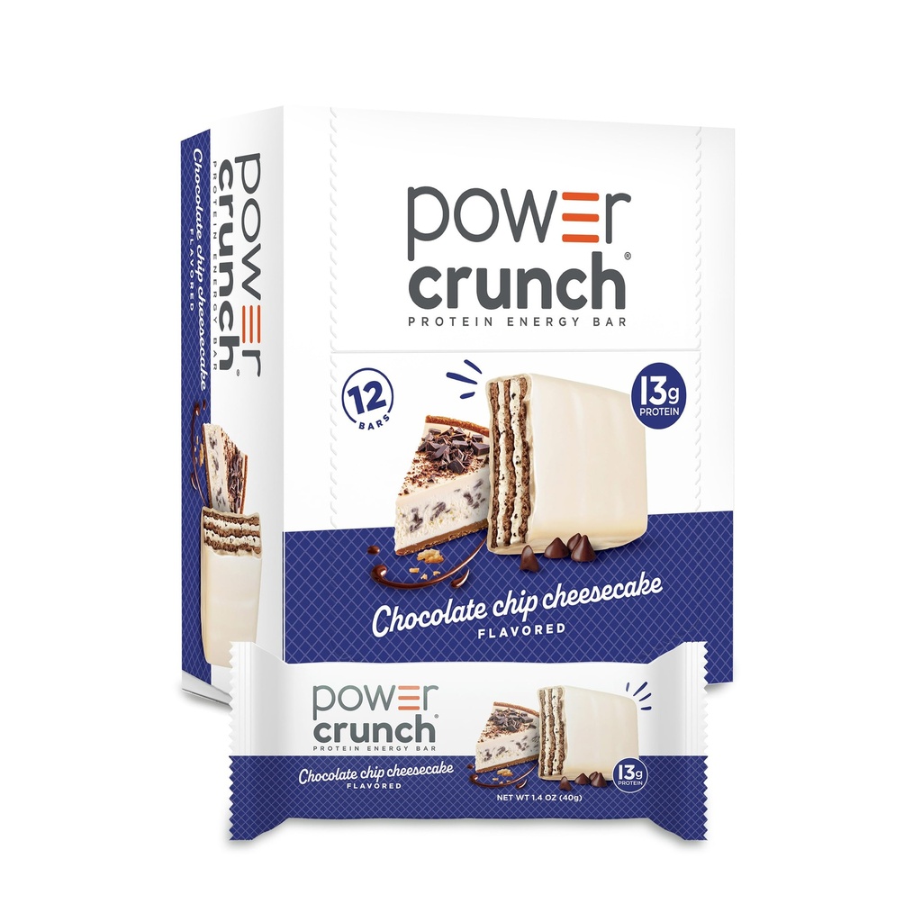 Power Crunch protein Wafer Bars, Yüksek Protein Snacks with Delicious Taste, Chocolate Chip Cheesecake, 1.4 Ounce (12 Count)