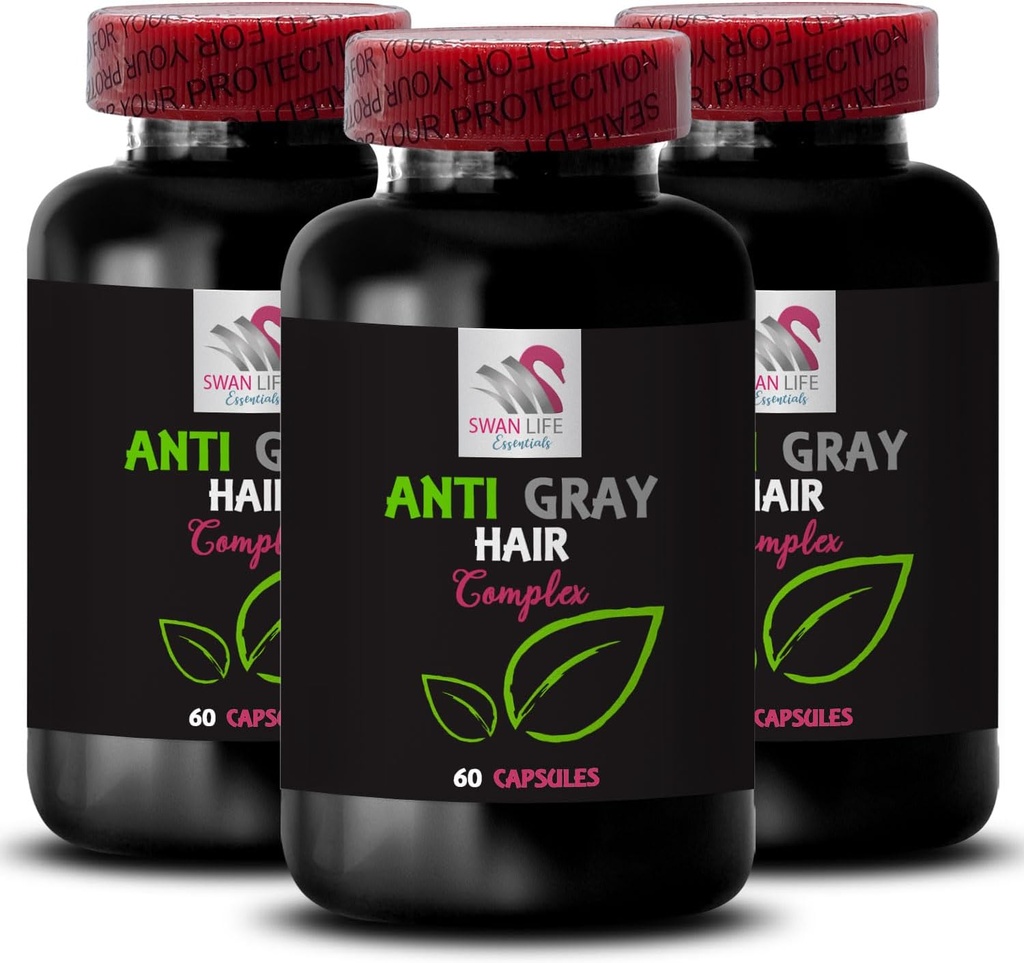 Anti Gray Hair Capsule - Anti Gray Hair Complex - Youthful Hair, Gray Reduction, Hair Tone Enhancer, Color Refreshing, Anti Gray Hair Vitamins, Natural Hair Color, Hair Transformation 3Bot 180Caps
