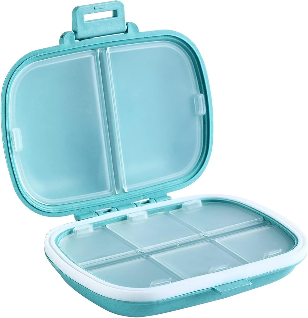 Holii Travel Pill Organizer, 8 Karşılaştırmalar Portre Pill Case, Daily Pill Box to Hold Vitamins, Small Pill Container for Pocket Purse Medicine Organizer (Mavi)