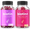 NutraChamps Saç, Skin & Nails için Biotin Log Tamamlıyor. Biotin & Biotin+