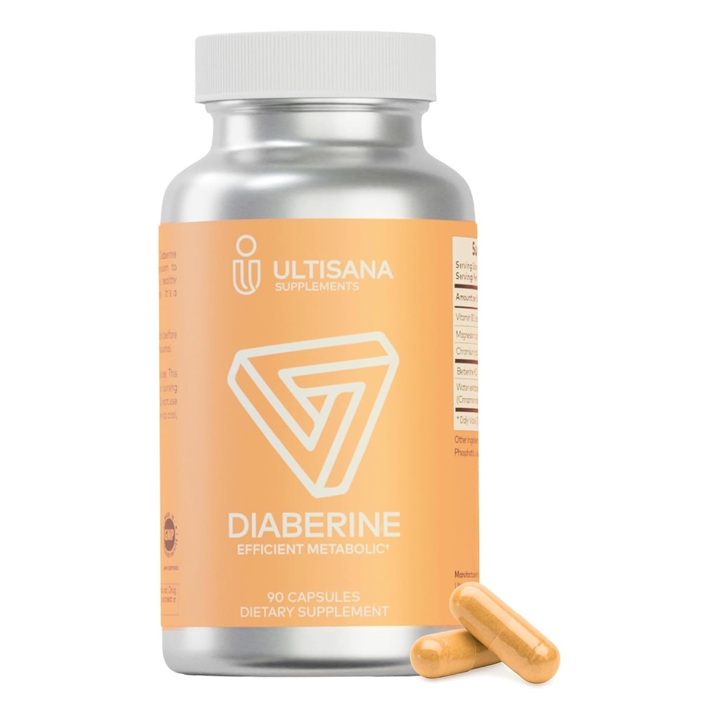 Diaberine Berberine HCL Supplement | Supports Heart Health, Energy Boost, Metabolism & Immune Functions | Berberine 500 mg with Vitamin B12, Magnezyum & Chromium | Non-GMO & Vegan, 90 Count