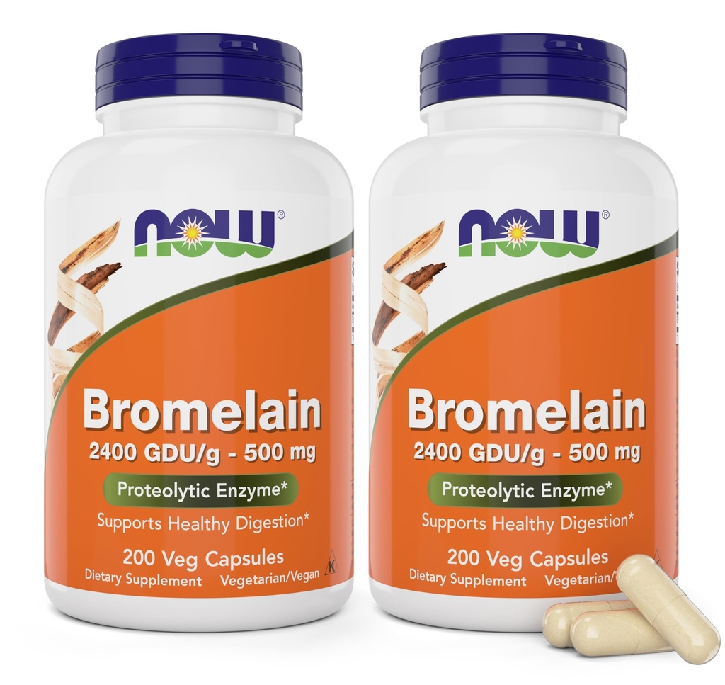 Şimdi Bromelain 500 mg, 200 Veg Capsules (Pack of 2) Supplement - Non-GMO, Vegan 500 mg Caps