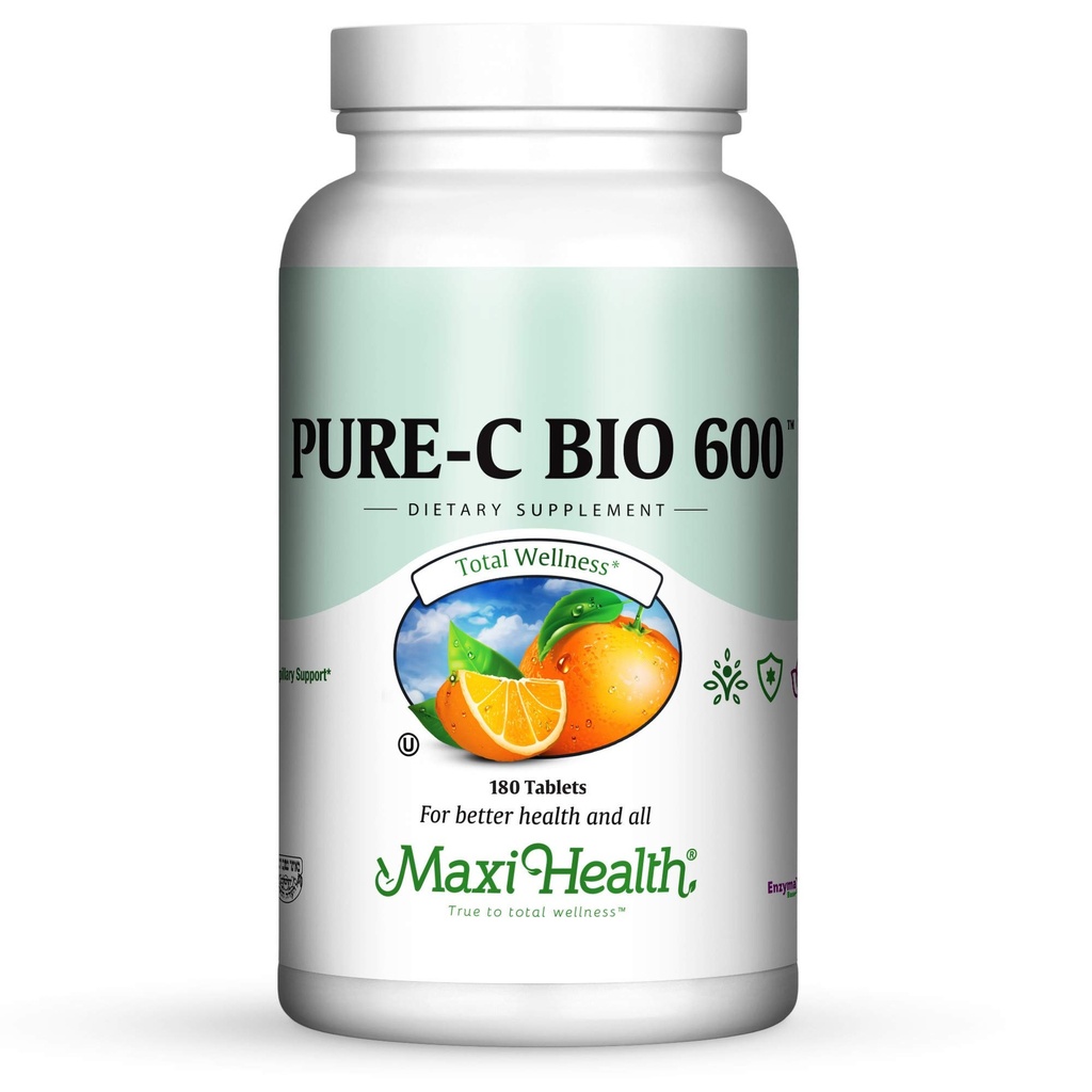 C Kompleks 600 mg Supplement - Önerilen Günlük Dose Vitamin C Tabletleri Lemon Bioflavonoyaklar,dis & Phosphorus – Immune Health Support – Pure-C Bio 600 Non-GMO, VIT C Vegan 180 Tabletler