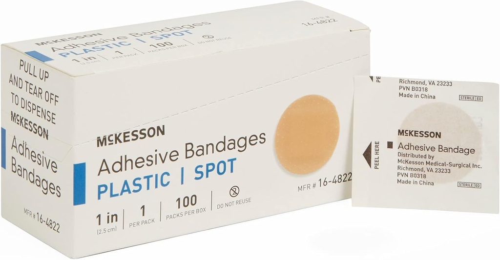 McKesson Prestige Bandages, steril Spot, 1 in, 100 Count, 24 Packs, 2400 Toplam