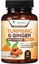 Turmeric Curcumin Supplement 1950 mg -% 95 Curcuminoids with Organic Turmeric & Ginger, BioPerine Black Pepper for Best Abpole, Nature's Vegan Ortak Desteği, Non-GMO, Şişed in USA - 60 Capsules