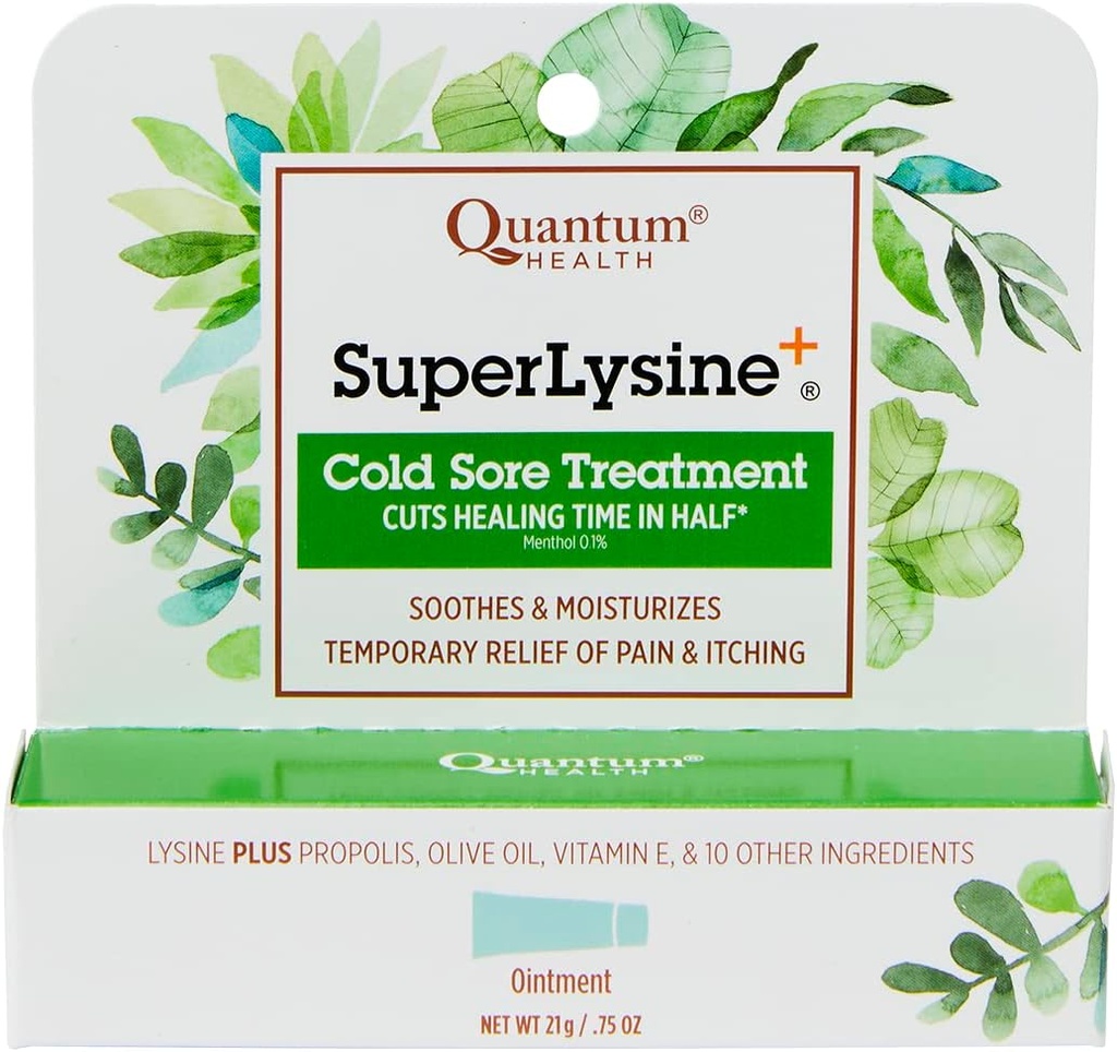 Kuantum SuperLysine+ Cold Sore Treatment Ointment|Relieves Pain, Yanan ve Itching|Cuts Healing Time in Half|0.75 Ounce