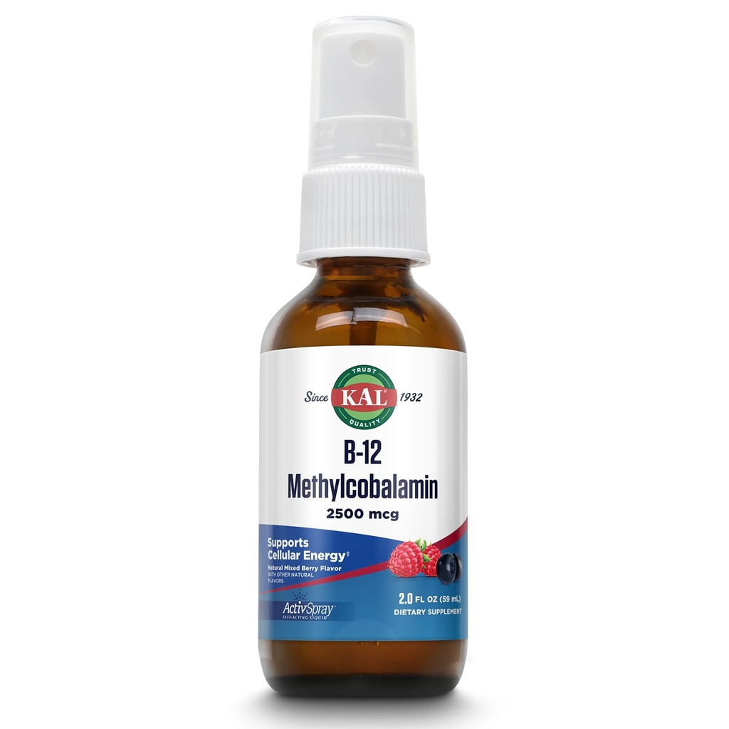 KALIP B12 Mecobalamin ActivSpray 250006, Sağlıklı Enerji, Metabolism, Nerve & Red Blood Hücre Desteği, * Hızlı Tahsir B12, En Az Apsiyon, Doğal Berry Flavor, 80 Hizmet, 2 fl ozzz
