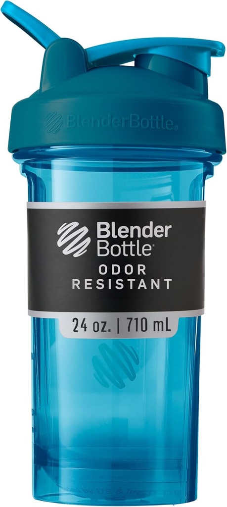 BlenderBottle Shaker Şişe Pro Serisi Protein Shakes ve Pre Workout, 24Ounce, Ocean Blue Blue