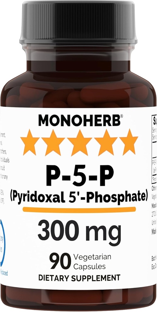 POHERB Pyridoxal 5-Phosphate 300 mg - 90 Vegetarian Capsules - P5P Aktif B6 - Yüksek Biyo kullanılabilir