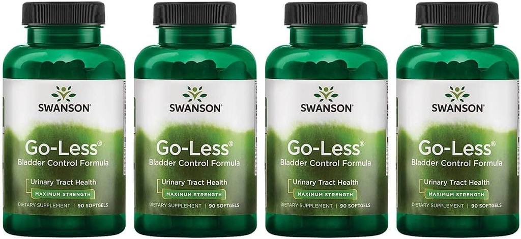 Swanson Go-Less Bladder Control Formula - Urinary Tract Health ve Sağlıklı Bladder Desteği teşvik ediyor - Candy Seed Seed Extract ile Yetişkinler için Doğal Supplement - (90 Softgels) 4 Pack