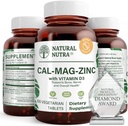Doğal Nutradis Magnezyum çinko takviyesi D3'ü Bone Strength için Vitamin D3 ile birlikte, Kas Güçlü, Sağlık Gluten Free ve Sugar Free, Essential Mineral Kompleksi 100 Kont (Paket 3)