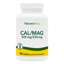 NaturesPlus Cal/Mag - 90 Vejetaryen Tabletler - 500 mguba & 250 mg Magnezyum - 90 Hizmetler