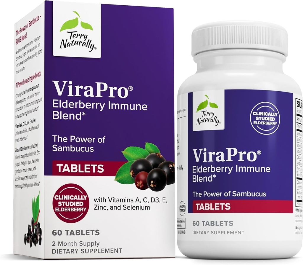 Terry Doğal ViraPro - Immune Support için Herbal Mix ile Tamam - Elderberry, çinko & Selenium - Destek Immune Response - 60 Tablets