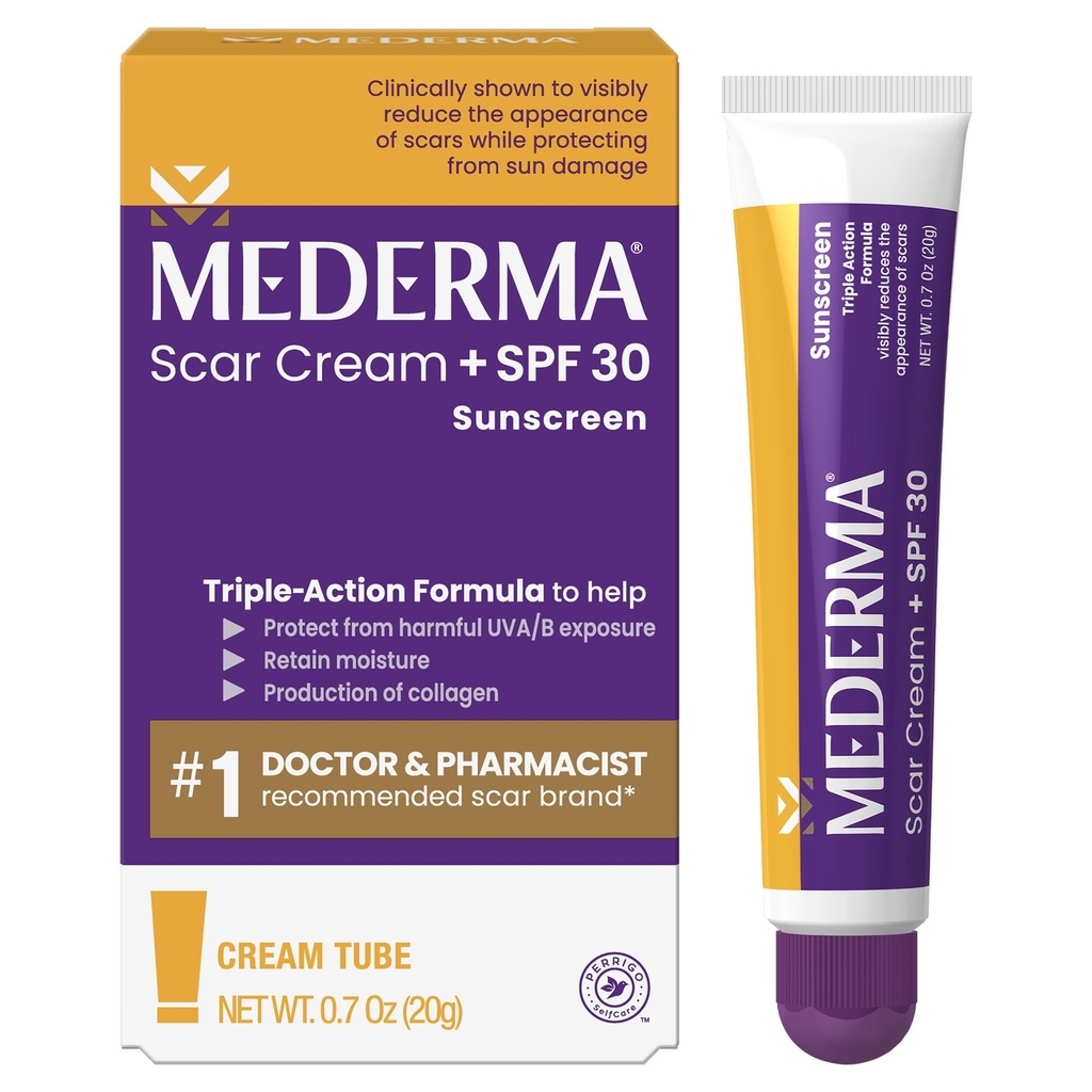 Mederma Scar Cream Plus SPF 30 - Gelişmiş Ağrı Tedavisi, Güneş Hasarından Korunmak, Akne, Burns, Surgery & Injury, 0.7 ozz