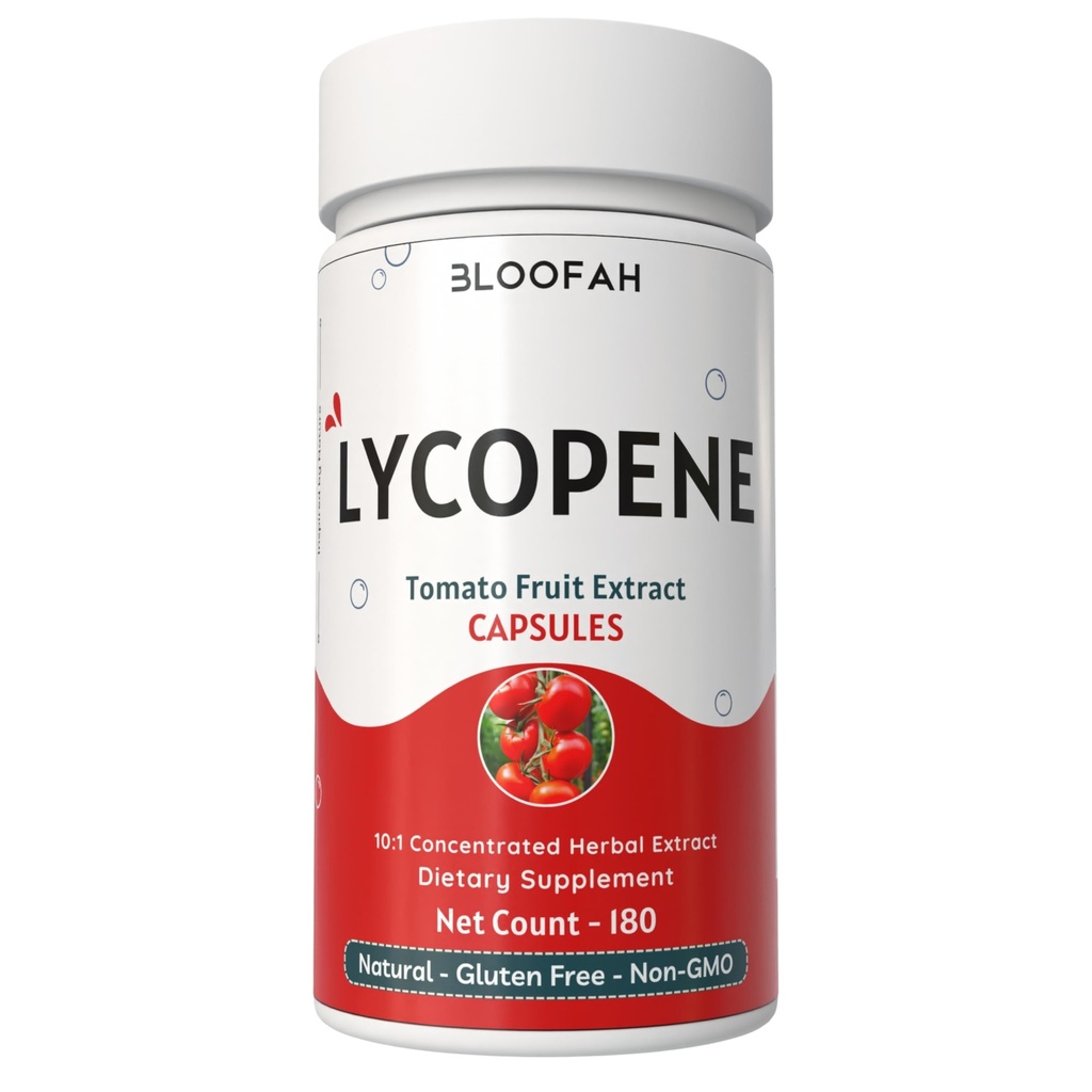 Lycopene Domates 500 mg Capsules | Natural Lycopene Rich Herbal Supplement | Doğal-Occurring Caroteno | 100% Pure, Non-GMO & Gluten Free Formula - 180 Count