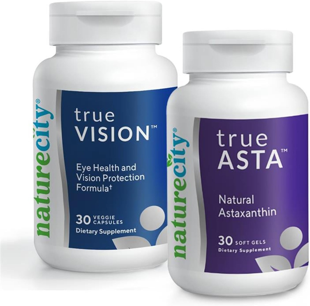 NatureCity Vision Support Sche / TrueVision Eye Health Formula, 30 Veggie Capsules + TrueAsta Marine