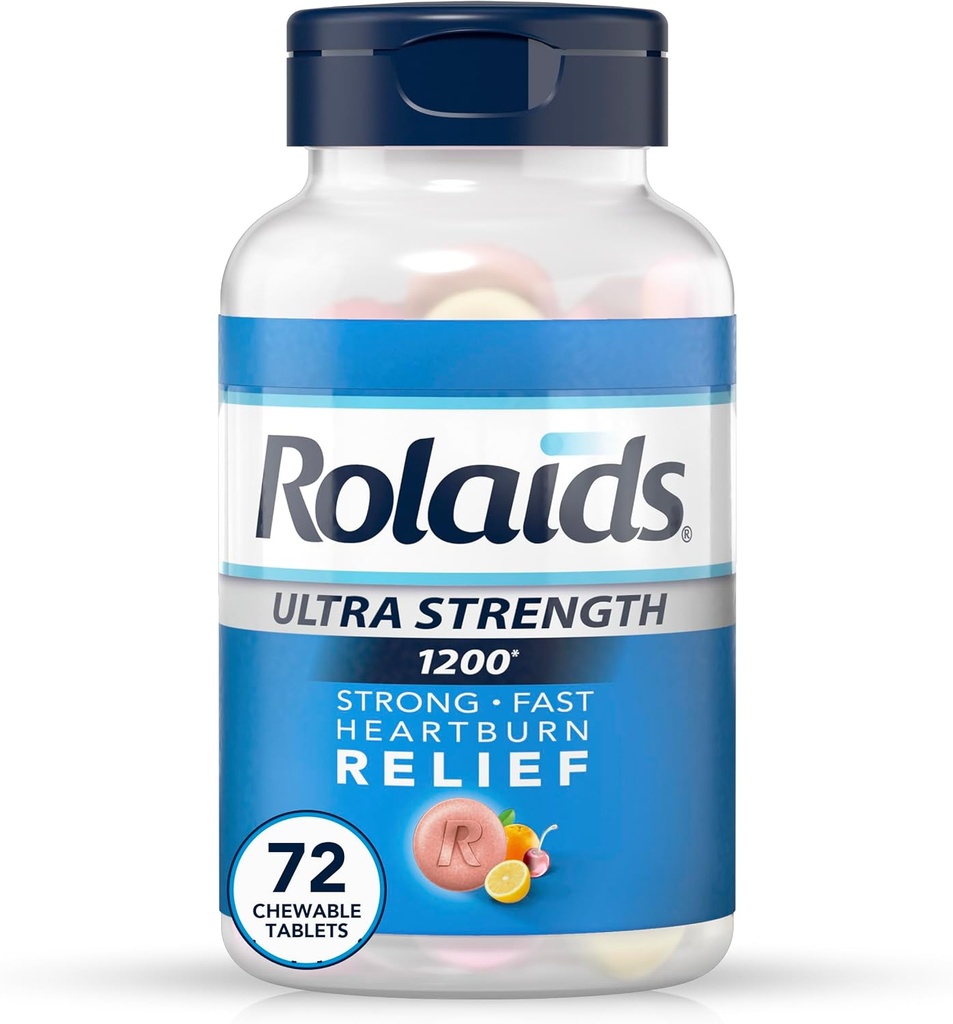 Rolaids Ultra Strength Antacid Chewable Tabletler, Assorted Fruit, 72-Count