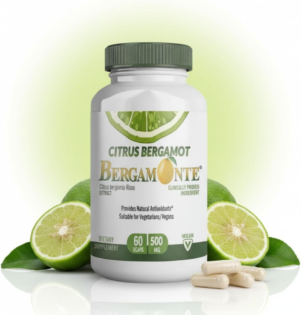 Citrus Bergamot Supplement (Citrus Bergamia) hizmet başına 1000 mg (2) 60 Vegan Capsules - Patented Bergamonte
