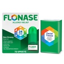 Flonase Antivirüs Relief Nasal Spray, 24 Saat Non-Drowsy Multi-Symptom Relief - 72 Spreys artı Bonus Pack of Tissues