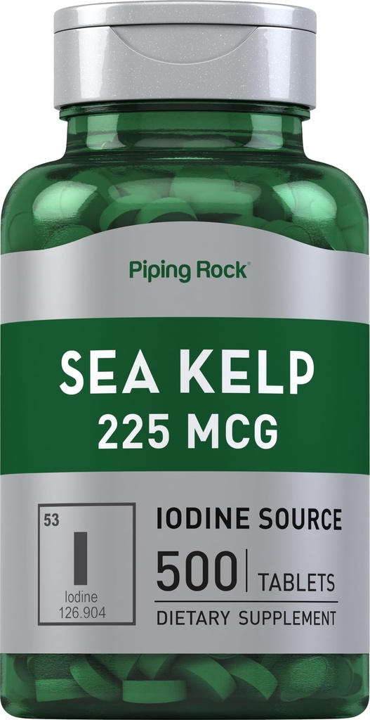 Piping Rock Sea Kelp Supplements | 225mcg | 500 Tablet | No-GMO, Gluten Free