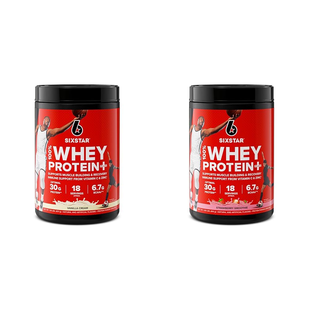 Six Star Elite Serisi 100% Whey Protein Plus Vanilla Cream 1.8lbs US & Elite Series 100% Whey protein Plus Strawberry Smoothie 1.8lbs ABD US & Elite Series 100% Whey Protein Plus Strawberry Smoothie 1.8lbs ABD US & Elite Series