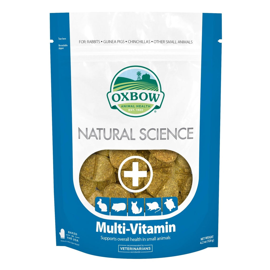 Oxbow Natural Science Multi-Vitamin, Tavşanlar ve Gine Pigs için Yüksek Fiber Tamam, Timoteos Hay, Multi-Pet Evler, Omega 3 & 6 Fatty Asits, ABD'de Yapıldı, 4.2 oz Bag