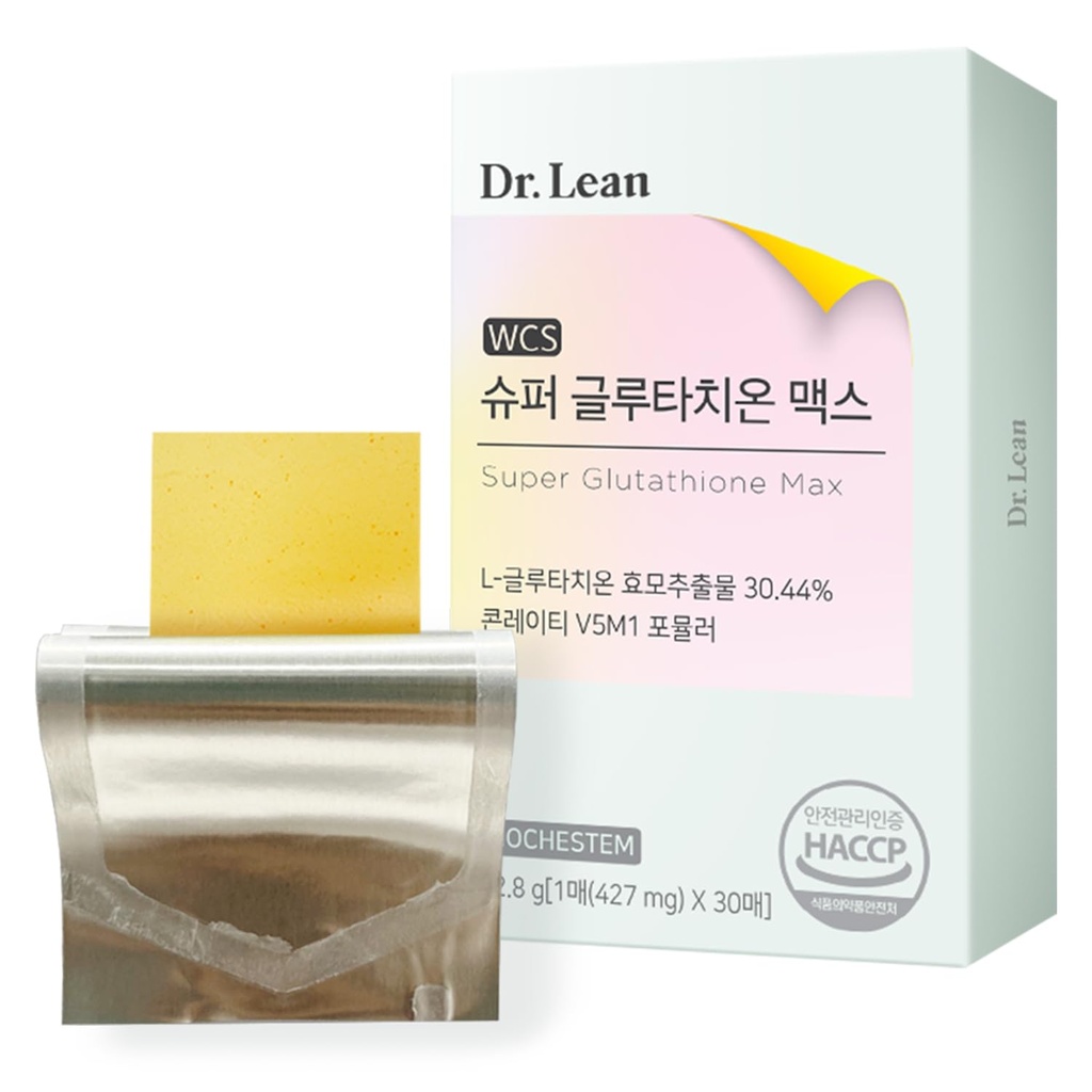 Dr. Lean Super Glutathione Max – 427 mg High-Potency Glutathione Strips with Niacin, Collagen & Hyaluronic Acid | Fast-Melt ODF, Antioksi, Skin & Liver Support, K-Beauty, Made in Korea (30 Strips)