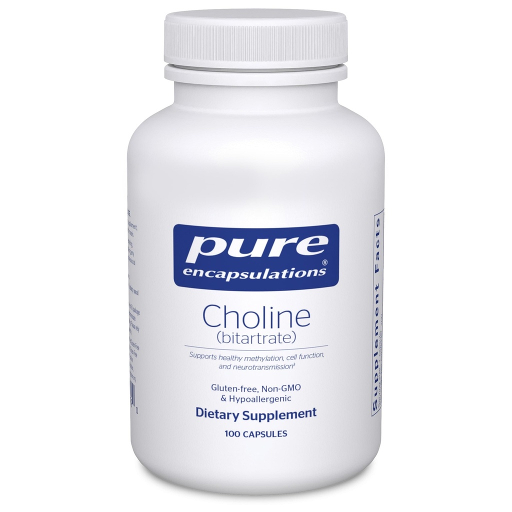 Saf Encapsulations Choline (Bitartrate) - 275 mg Choline (Bitartrate) - Destekler Medeniyet, Beyin Sağlık ve Hücre Fonksiyonu* - Yüksek Biyo kullanılabilir - Vegan & Non-GMO - 100 Capsules